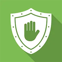 green hand in shield icon